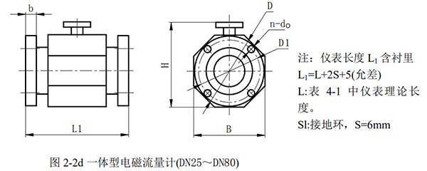 污水出水流量計外形尺寸圖二